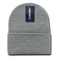 Classic Decky Cuffed Long Beanies Acrylic Ski Skull Winter Warm Hats Caps Unisex-186 - Heather Grey-