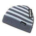 Cuglog Beanies Rasta Sailor Striped Knit 3 Tone Winter Skull Caps Hats Ski Warm-Grey/White-