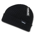 Cuglog Beanies Sailor Cuffed Cable Rib Double Knit Skull Cap Warm Winter-Black-