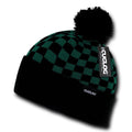 Cuglog Changbai Checker Flag Style Winter Cuffed Beanies Caps Pom Hats-KELLY/BLACK-