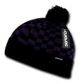 Cuglog Changbai Checker Flag Style Winter Cuffed Beanies Caps Pom Hats-PURPLE/BLACK-