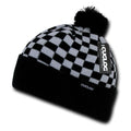 Cuglog Changbai Checker Flag Style Winter Cuffed Beanies Caps Pom Hats-WHITE/BLACK-