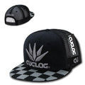 Cuglog Checker Retro Flat Bill High Crown 6 Panel Trucker Caps Hats-Black/Grey 2-