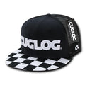 Cuglog Checker Retro Flat Bill High Crown 6 Panel Trucker Caps Hats-Black/White 1-