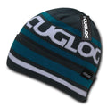 Cuglog Kailash Striped Beanies Braided Style Winter Cuffed Caps Hats-DARK GREY/ TEAL-