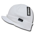 Cuglog Ribbed Knit Cuffed Double Lined Gi Visor Beanies Warm Winter Cap Hat-White-