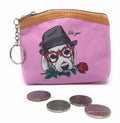 Cute Dog Cat Portraits Zipper Coin Wallet Purse Insert Keychain Ring Pouch Bag-Lover Dog-