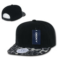 Decky Animal Print Retro Flat Bill Hats Baseball Caps Snake Leopard Skin-Black Leopard-