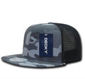 Decky Army Camouflage Camo Flat Bill Trucker Hats Caps 6 Panel Snapbacks-Urban/Urban/Black-