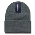 Decky Beanies Cuffed Knit Ski Skull Caps Hats Snug Warm Winter Unisex-Heather Charcoal-
