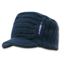 Decky Beanies Knitted Flat Top Warm Ribbed Visor Ski Cadet Gi Caps-Navy-