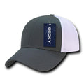 Decky Classic 6 Panel Low Crown Air Mesh Curved Bill Baseball Trucker Caps Hats-Charcoal/White-
