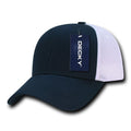 Decky Classic 6 Panel Low Crown Air Mesh Curved Bill Baseball Trucker Caps Hats-Navy/White-
