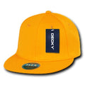 Decky Classic Retro Flat Bill Flex 6 Panel Fitted Baseball Caps Hats-GOLD-
