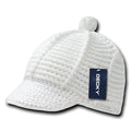 Decky Crocheted Beanies Raggae Rasta Kufi Knitted Hats Caps Visor-White-