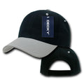 Decky Deluxe Polo Dad Baseball Hats Caps Hook Loop Closure Solid Two Tone Colors-Black-Grey-