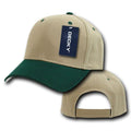 Decky Deluxe Polo Dad Baseball Hats Caps Hook Loop Closure Solid Two Tone Colors-Khakhi-Hunter-