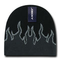 Decky Fire Flame Beanies Caps Hats Short Warm Winter Youth Boys Girls Kids-BLACK/GREY/CHARCOAL-