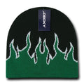 Decky Fire Flame Beanies Caps Hats Short Warm Winter Youth Boys Girls Kids-BLACK/KELLY/WHITE-
