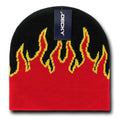 Decky Fire Flames Tribal Beanies Hats Caps Ski Skull Short Uncuffed Winter-8003 - Black/Red/Yellow-