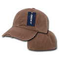 Decky Fitted Vintage Washed Polo Distressed Baseball 6 Panel Hats Caps-HOT CHOCOLATE-S (6 7/8 - 7)-