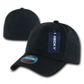Decky Flex Elastic Fitted 6 Panels One Size High Crown Baseball Hats Caps Unisex-BLACK-