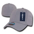 Decky Flex Elastic Fitted 6 Panels One Size High Crown Baseball Hats Caps Unisex-GREY-
