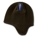 Decky Helmet Beanies Warm Winter Fleece-Lined Inside Ear Flap Ski Snow-Brown-