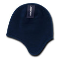 Decky Helmet Beanies Warm Winter Fleece-Lined Inside Ear Flap Ski Snow-Navy-