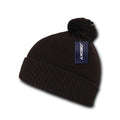 Decky Pom Pom Beanies Long Cuffed Soft Thick Warm Knitted Ski Caps Hats Unisex-BROWN-