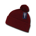 Decky Pom Pom Beanies Long Cuffed Soft Thick Warm Knitted Ski Caps Hats Unisex-RED-