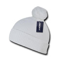 Decky Pom Pom Beanies Long Cuffed Soft Thick Warm Knitted Ski Caps Hats Unisex-WHITE-