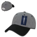 Decky Relaxed Soft Low Crown Dad Washed Cotton Polo Vintage 6 Panel Caps Hats-205-Grey/Black-