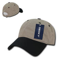 Decky Relaxed Soft Low Crown Dad Washed Cotton Polo Vintage 6 Panel Caps Hats-205-Khakhi/Black-