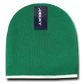 Decky Single Striped Two Tone Beanies Knitted Ski Skull Caps Hats Warm Winter-Kelly/White-
