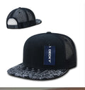 Decky Stylish Bandana Print Flat Bill Trucker 6 Panel Hats Caps Snapback Unisex-Navy/Navy-