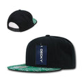 Decky Trendy Paisley Bandana Snapback Two Tone 6 Panel Flat Bill Hats Caps-Black/Kelly-