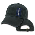 Decky Vintage Frayed Washed Vintage Worn Old Look Polo 6 Panel Dad Hats Caps-BLACK-