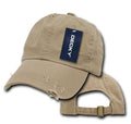 Decky Vintage Frayed Washed Vintage Worn Old Look Polo 6 Panel Dad Hats Caps-KHAKHI-