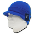 Decky Visor Beanie Cuffed Knit Caps Hats Ski Skull Red Royal Sky Unisex-Royal-