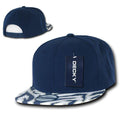 Decky Ziger Zebra Animal Two Tone Print Flat Bill Hats Caps Baseball-NAVY / ZIGER BILL-