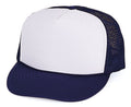 Youth Size Children Boys Girls Kids Foam Mesh 5 Panel Trucker Baseball Hats Caps-NAVY/WHITE-