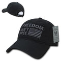 Freedom Isn't Free USA American Flag Washed Cotton Polo Baseball Dad Caps Hats-Black-