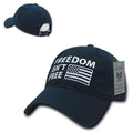 Freedom Isn't Free USA American Flag Washed Cotton Polo Baseball Dad Caps Hats-Navy-
