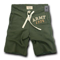 Rapid Dominance Brand US Army Air Force Navy Marines Military Logo Fleece Training Shorts-Small-Army - Olive-