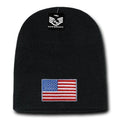 Patriotic USA Flag Thin Blue Line Knit Beanies Acrylic Winter Short Cuff Unisex-Red/White/Blue Flag-