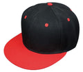 Plain Blank Solid Two Tone Retro Flat Bill Vintage 6 Panel Baseball Hats Caps-RED/BLACK-