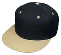 Plain Blank Solid Two Tone Retro Flat Bill Vintage 6 Panel Baseball Hats Caps-KHAKI/BLACK-