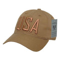 Rapid Dominance Relaxed 6 Panel Ripstop USA American Flag Dad Hats Caps-USA2-Coyote-
