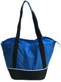 Large Big 18 x14inch Reusable Grocery Shopping Tote Bags Zippered Gym Sports School-Royal / Black-